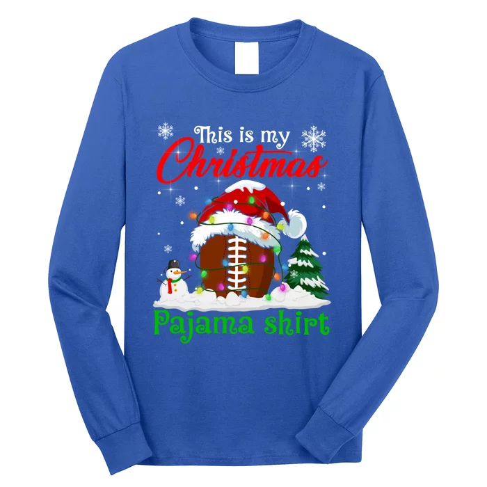 This Is My Christmas Pajama Xmas Lights Rugby Ball Lover Cool Gift Long Sleeve Shirt