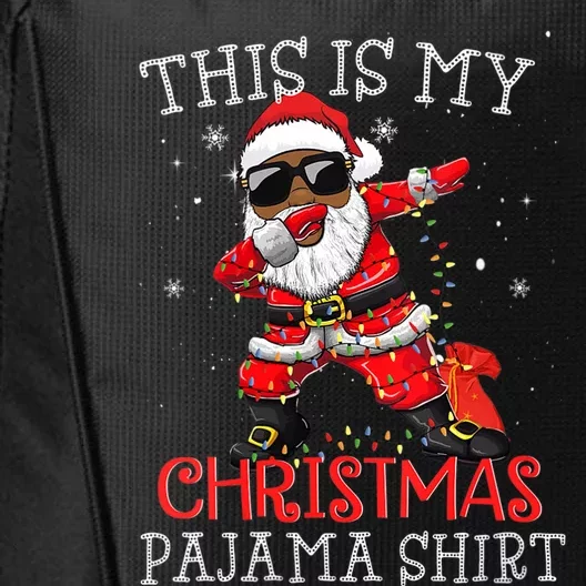 This Is My Christmas Pajama Dabbing African American Santa City Backpack