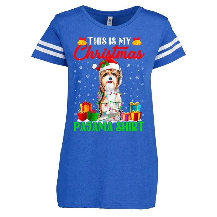 This Is My Christmas Pajama Yorkshire Terrier Dog Xmas Gift Enza Ladies Jersey Football T-Shirt