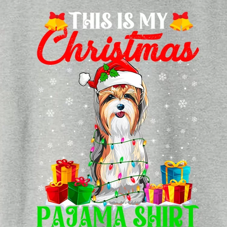 This Is My Christmas Pajama Yorkshire Terrier Dog Xmas Gift Women's Crop Top Tee