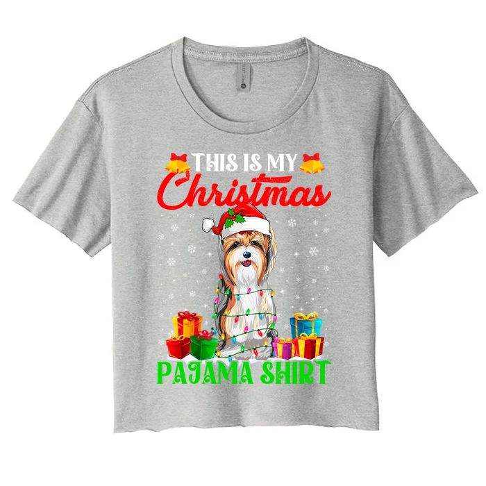 This Is My Christmas Pajama Yorkshire Terrier Dog Xmas Gift Women's Crop Top Tee