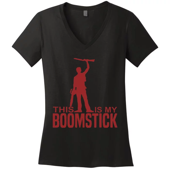 This Is My Boomstick Shotgun Chainsaw Dead Evil Halloween Women's V-Neck T-Shirt