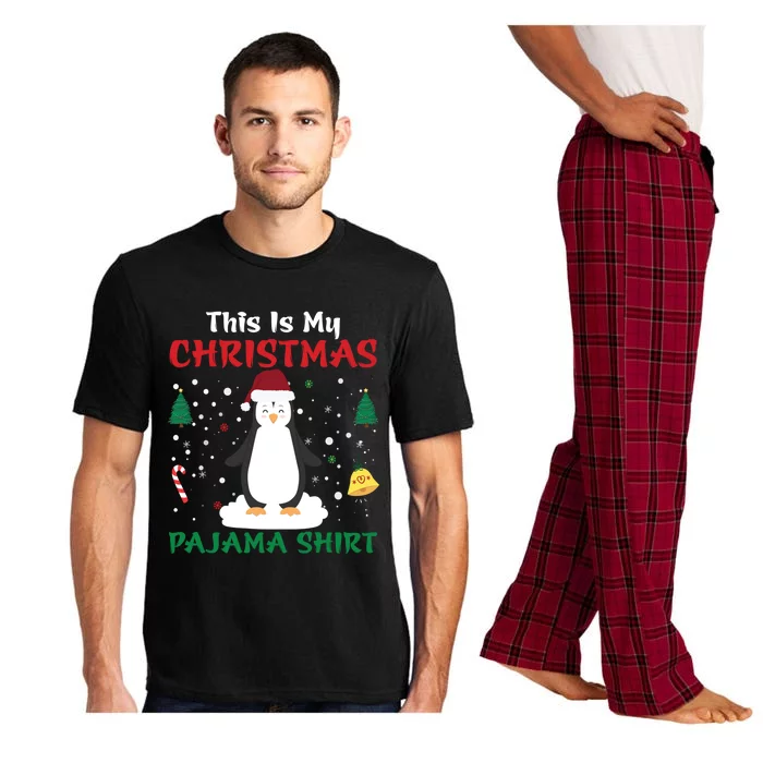 This Is My Christmas Pajama Xmas Santa Hat Penguin Gift Meaningful Gift Pajama Set