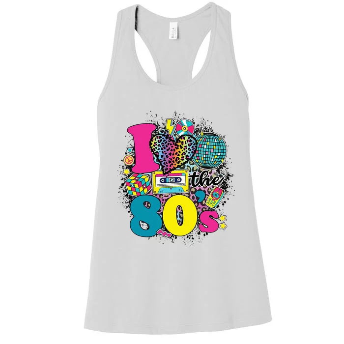 This Is My 80s Costume Outfit Gifts Eighties Retro Party Women's Racerback Tank