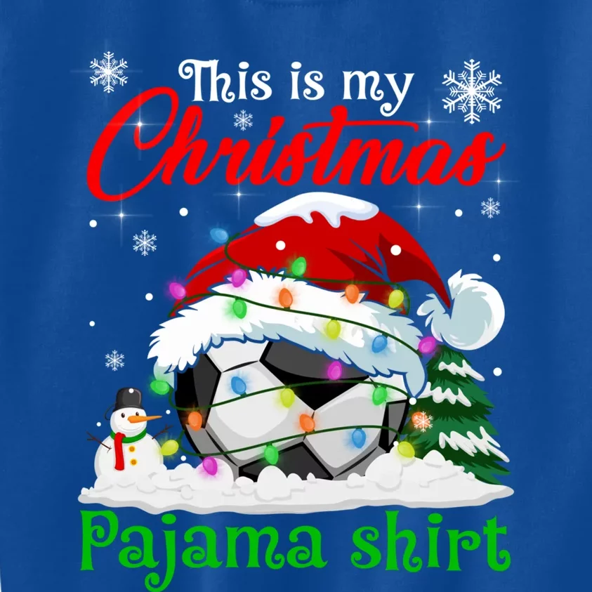 This Is My Christmas Pajama Xmas Lights Soccer Ball Lover Gift Kids Sweatshirt