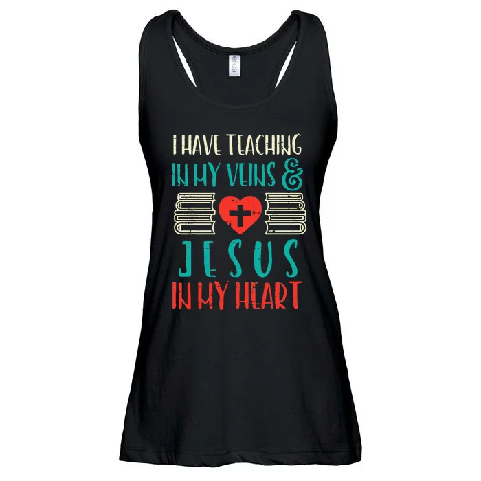 Teaching In My Veins Jesus In My Heart God Christian Teacher Ladies Essential Flowy Tank