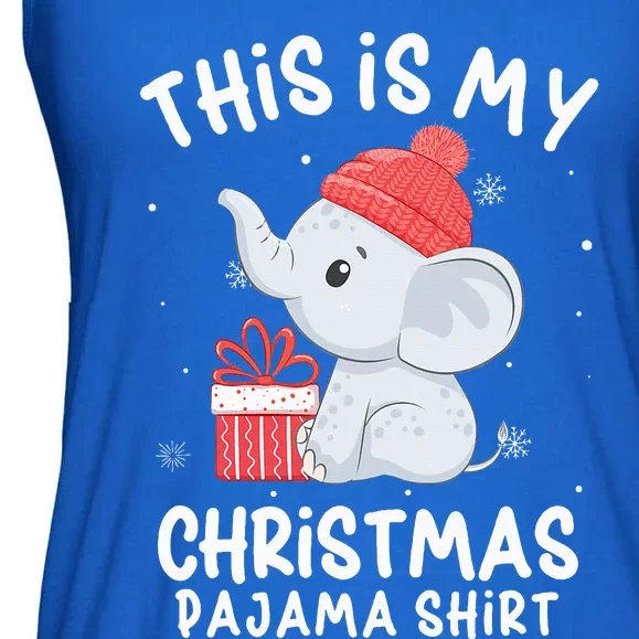 This Is My Christmas Pajama  Baby Elephant Hat Xmas Ladies Essential Flowy Tank