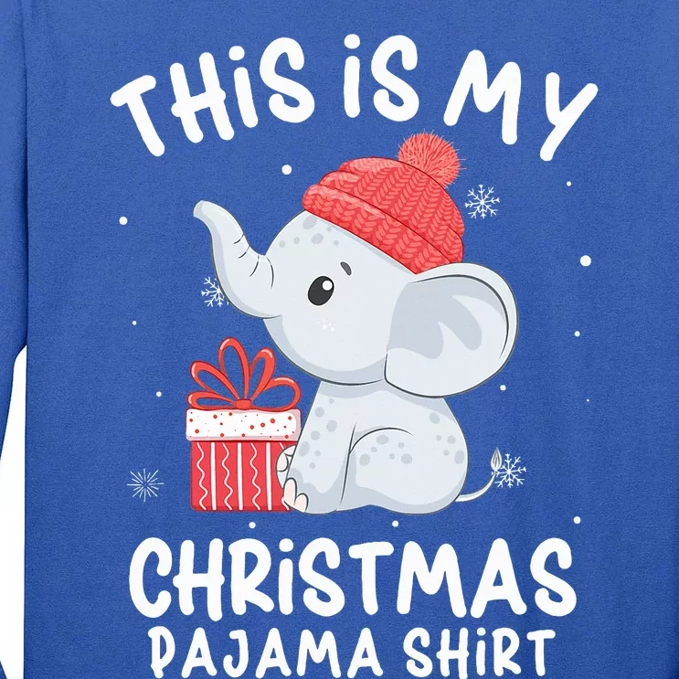 This Is My Christmas Pajama  Baby Elephant Hat Xmas Tall Long Sleeve T-Shirt