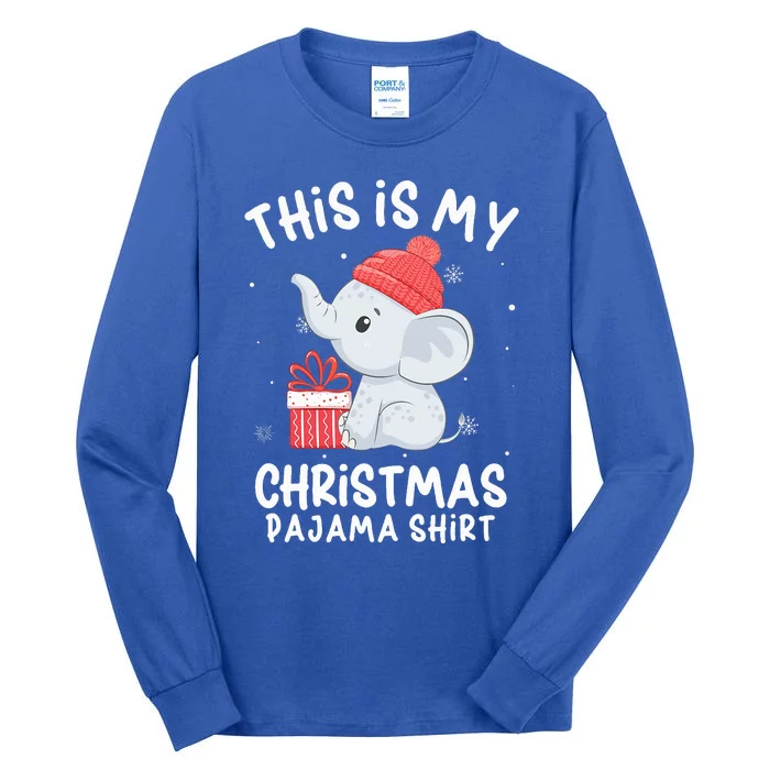 This Is My Christmas Pajama  Baby Elephant Hat Xmas Tall Long Sleeve T-Shirt