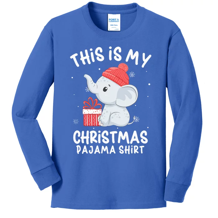 This Is My Christmas Pajama  Baby Elephant Hat Xmas Kids Long Sleeve Shirt