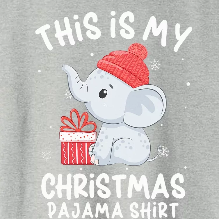 This Is My Christmas Pajama  Baby Elephant Hat Xmas Women's Crop Top Tee