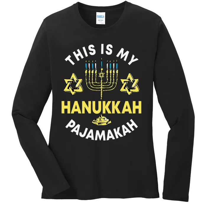 This Is My Hanukkah Pajamakah Chanukah Pajama Ladies Long Sleeve Shirt