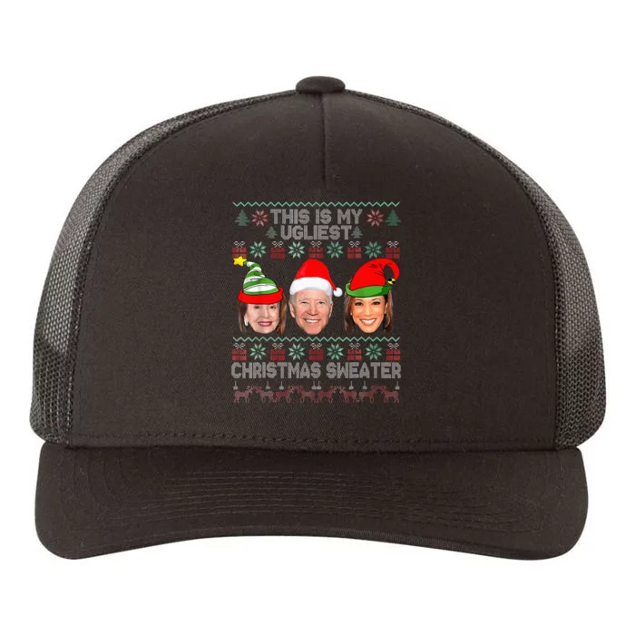 This Is My Ugliest Christmas Anti Biden Sweater Funny Xmas Yupoong Adult 5-Panel Trucker Hat