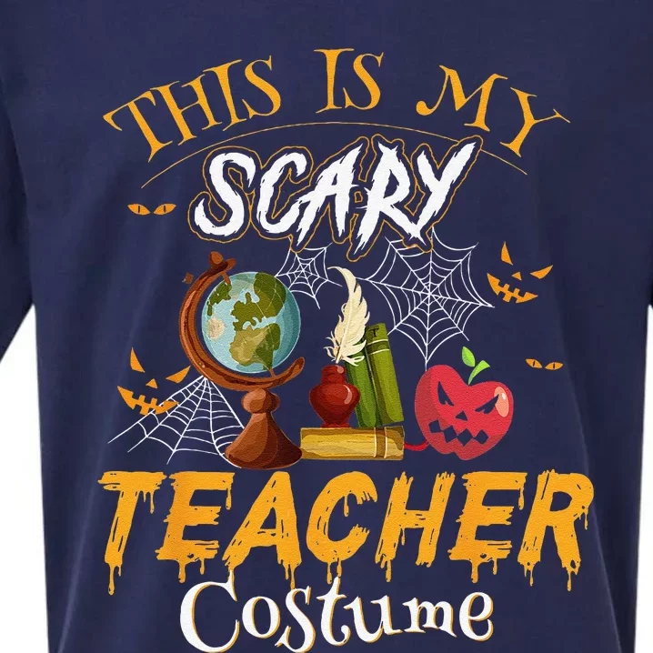 This Is My Scary Teacher Costume Halloween Sueded Cloud Jersey T-Shirt