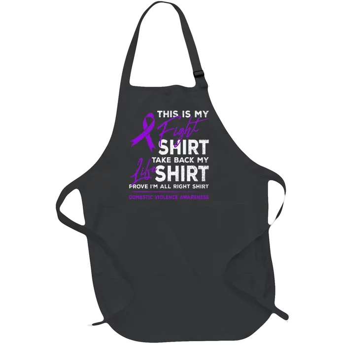 This Is My Fight Domestic Violence Awareness Purple Ribbon Full-Length Apron With Pocket