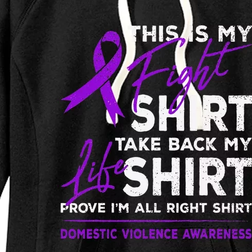 This Is My Fight Domestic Violence Awareness Purple Ribbon Women's Fleece Hoodie