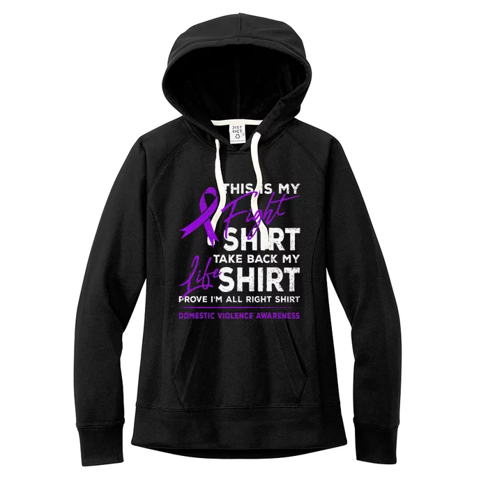 This Is My Fight Domestic Violence Awareness Purple Ribbon Women's Fleece Hoodie