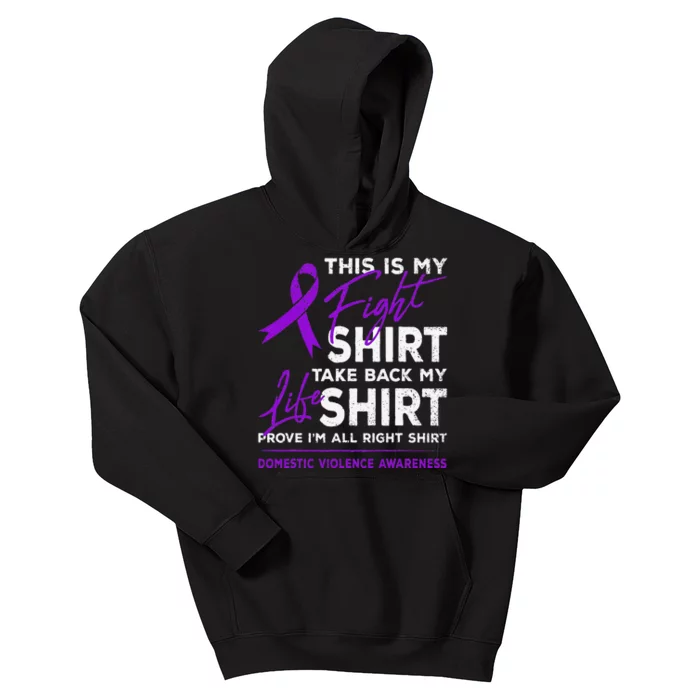 This Is My Fight Domestic Violence Awareness Purple Ribbon Kids Hoodie