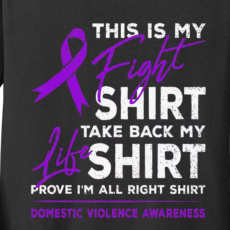 This Is My Fight Domestic Violence Awareness Purple Ribbon Kids Long Sleeve Shirt