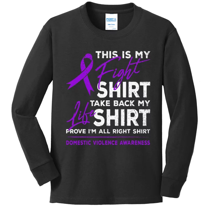 This Is My Fight Domestic Violence Awareness Purple Ribbon Kids Long Sleeve Shirt