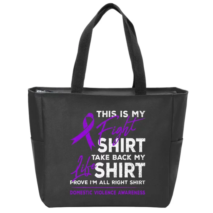 This Is My Fight Domestic Violence Awareness Purple Ribbon Zip Tote Bag