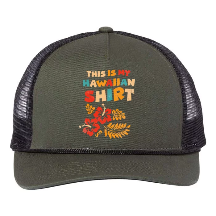 This is My Hawaiian Tropical Hawaiian Costume Party Retro Rope Trucker Hat Cap