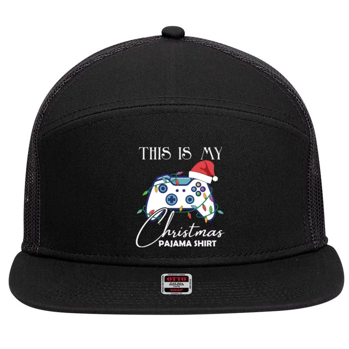 This Is My Christmas Pajama Shirt Funny Gamer 7 Panel Mesh Trucker Snapback Hat