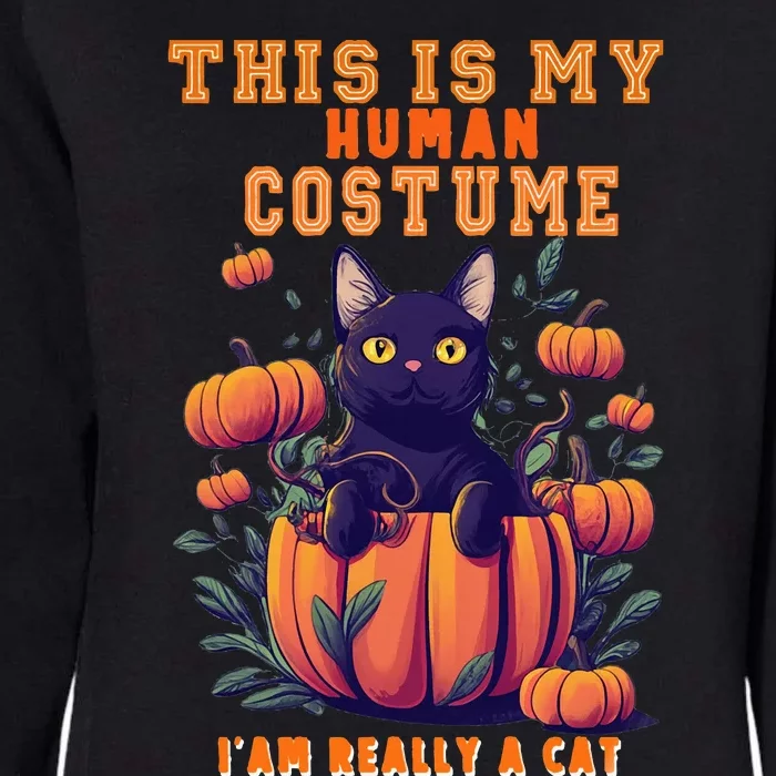 This Is My Human Costume I'm Really A Cat Pumkin Halloween Womens California Wash Sweatshirt