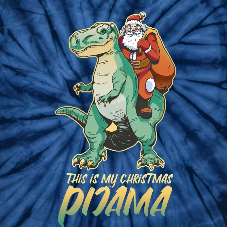 This Is My Christmas Pijama Santa Riding T Rex Tie-Dye T-Shirt