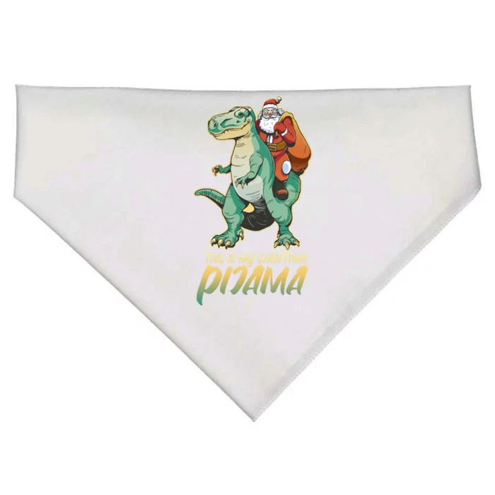 This Is My Christmas Pijama Santa Riding T Rex USA-Made Doggie Bandana