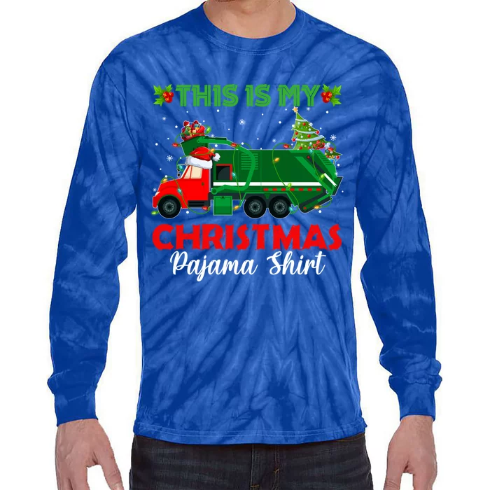 This Is My Christmas Pajama Cute Gift Santa Garbage Truck Xmas Gift Tie-Dye Long Sleeve Shirt