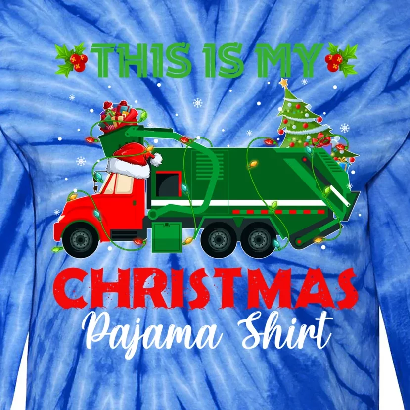 This Is My Christmas Pajama Cute Gift Santa Garbage Truck Xmas Gift Tie-Dye Long Sleeve Shirt