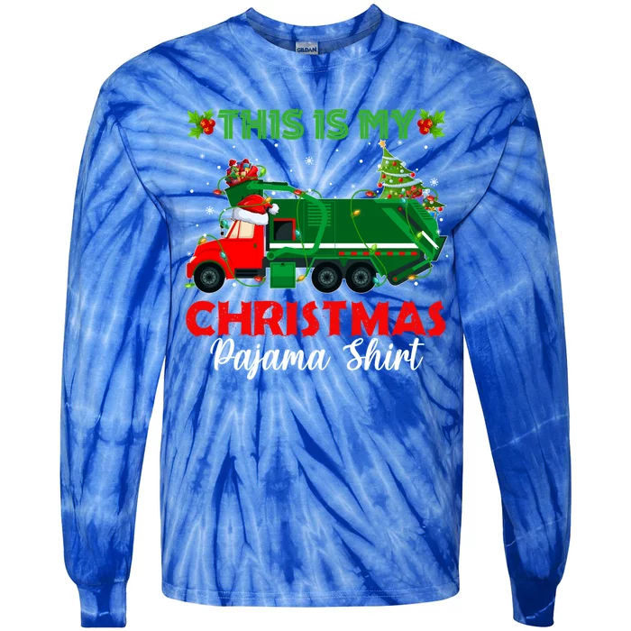 This Is My Christmas Pajama Cute Gift Santa Garbage Truck Xmas Gift Tie-Dye Long Sleeve Shirt