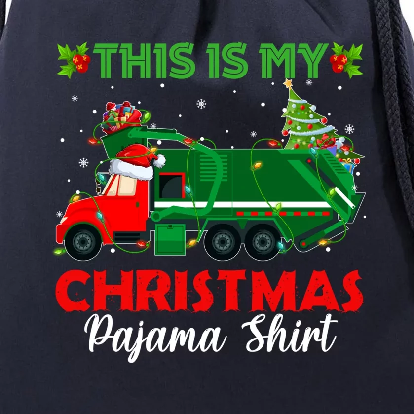 This Is My Christmas Pajama Cute Gift Santa Garbage Truck Xmas Gift Drawstring Bag