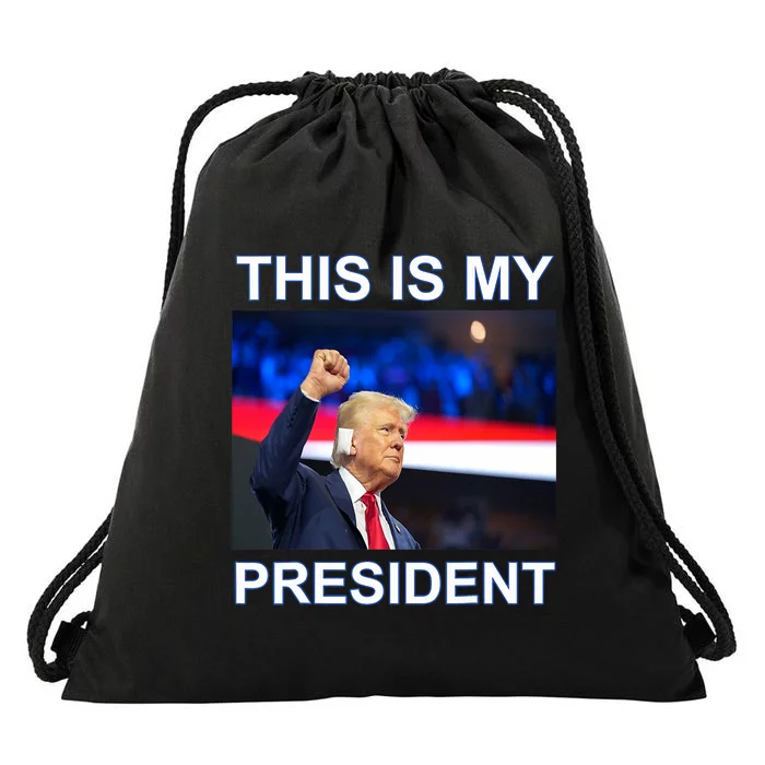 This Is My President 2024 Funny Political Quotes Drawstring Bag