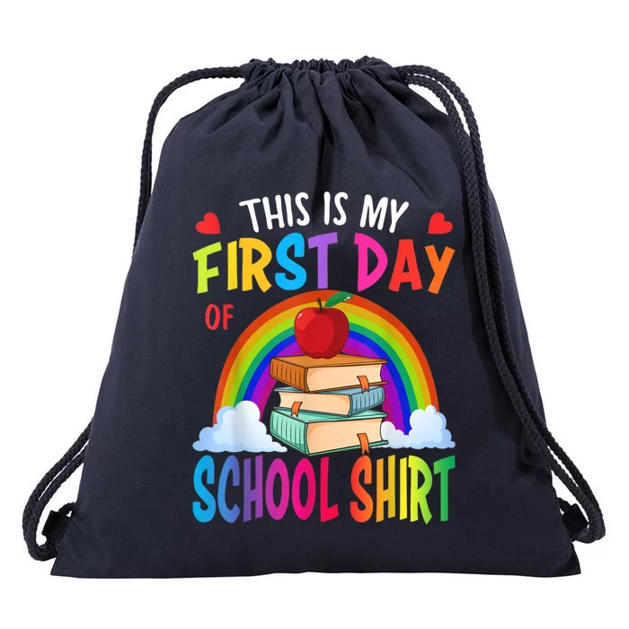 This Is My First Day Of School Back To School Drawstring Bag