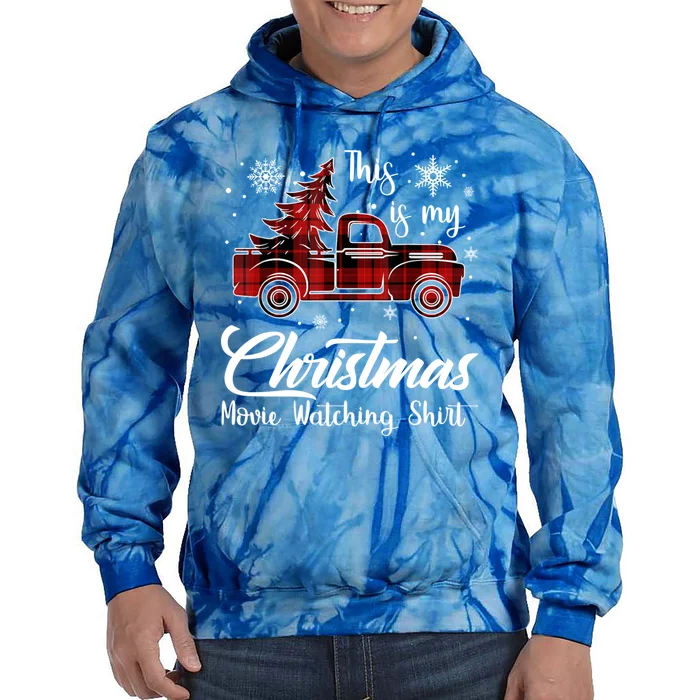 This Is My Christmas Movie Watching Gift Tree Truck Plaid Gift Tie Dye Hoodie