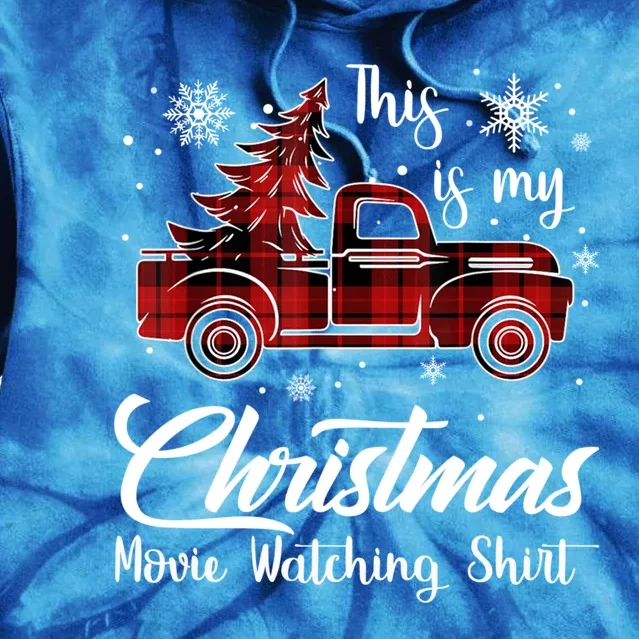 This Is My Christmas Movie Watching Gift Tree Truck Plaid Gift Tie Dye Hoodie