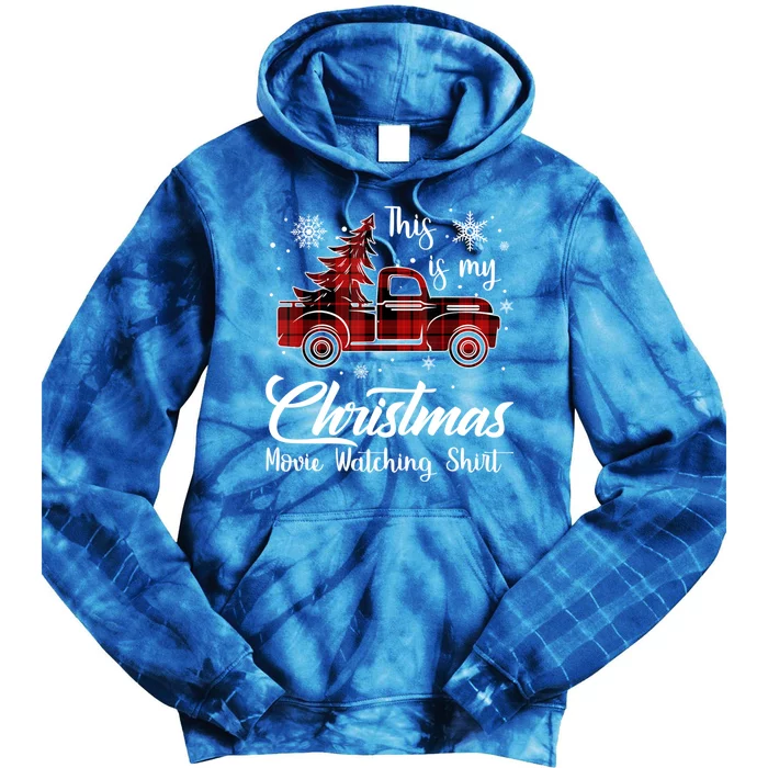 This Is My Christmas Movie Watching Gift Tree Truck Plaid Gift Tie Dye Hoodie