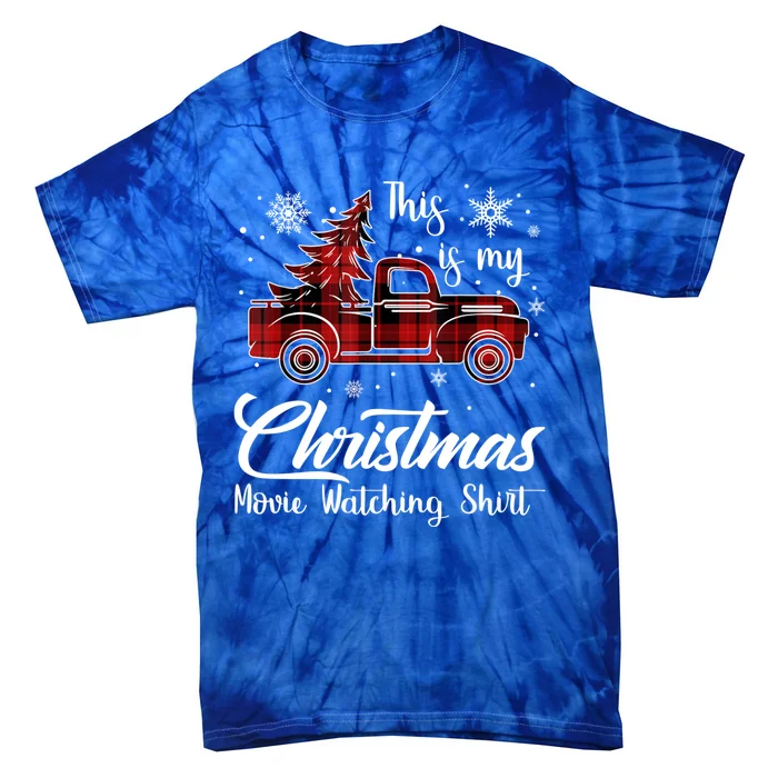 This Is My Christmas Movie Watching Gift Tree Truck Plaid Gift Tie-Dye T-Shirt