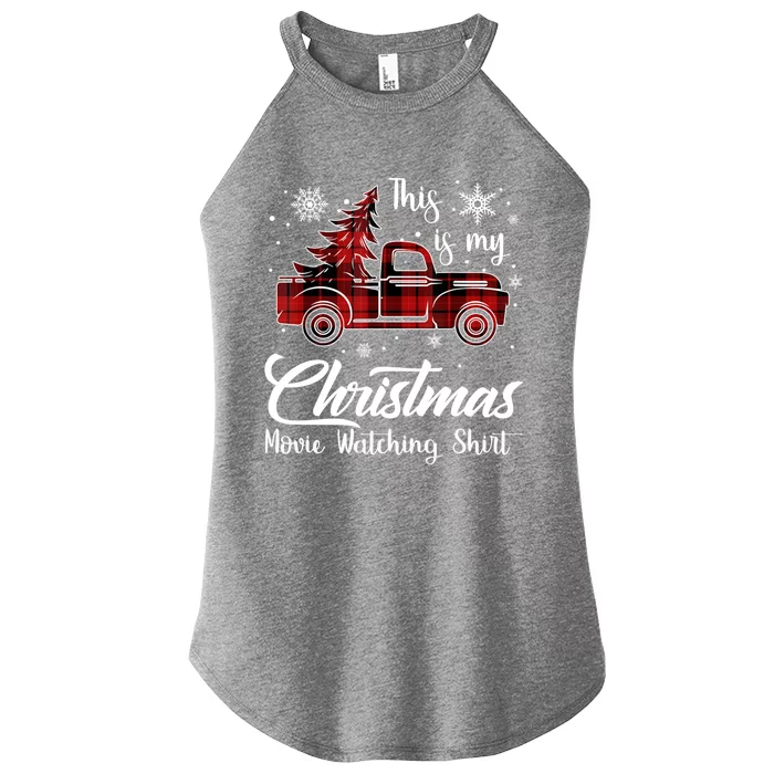 This Is My Christmas Movie Watching Gift Tree Truck Plaid Gift Women’s Perfect Tri Rocker Tank