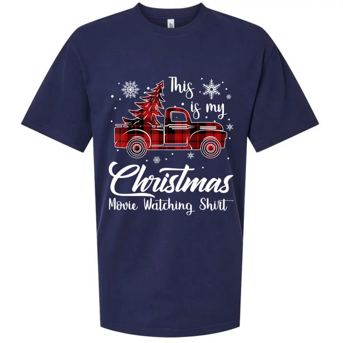 This Is My Christmas Movie Watching Gift Tree Truck Plaid Gift Sueded Cloud Jersey T-Shirt