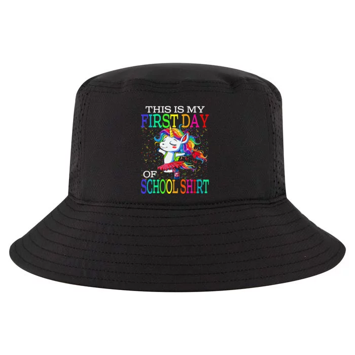 This Is My First Day Of School Back To School Unicorn Cool Comfort Performance Bucket Hat