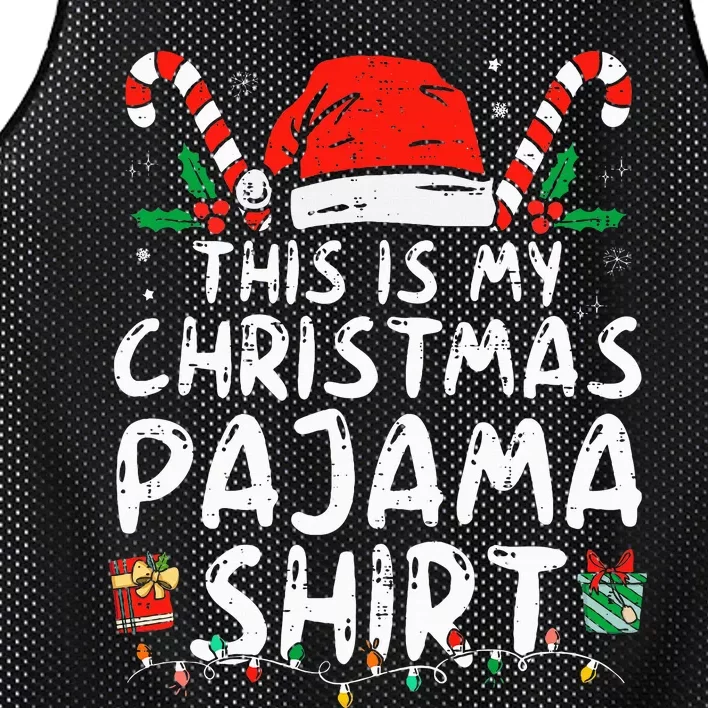 This Is My Christmas Pajama Funny Xmas PJs Mesh Reversible Basketball Jersey Tank