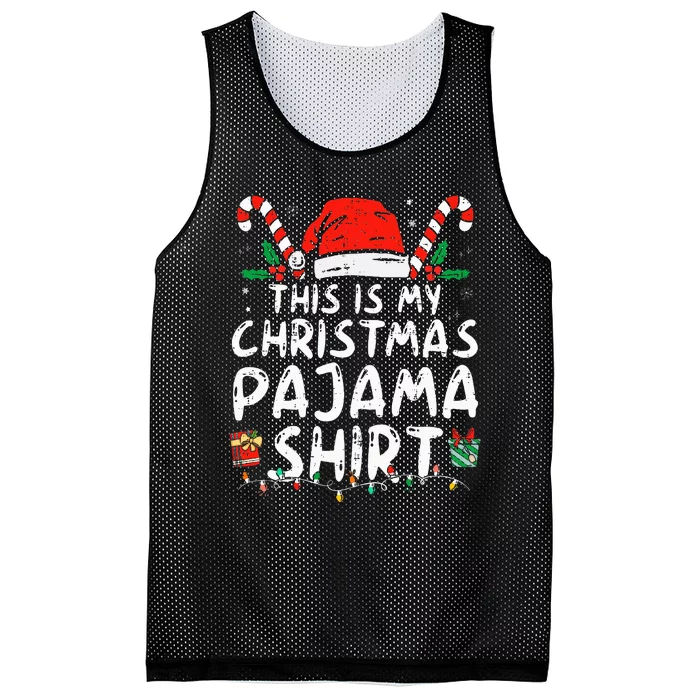 This Is My Christmas Pajama Funny Xmas PJs Mesh Reversible Basketball Jersey Tank