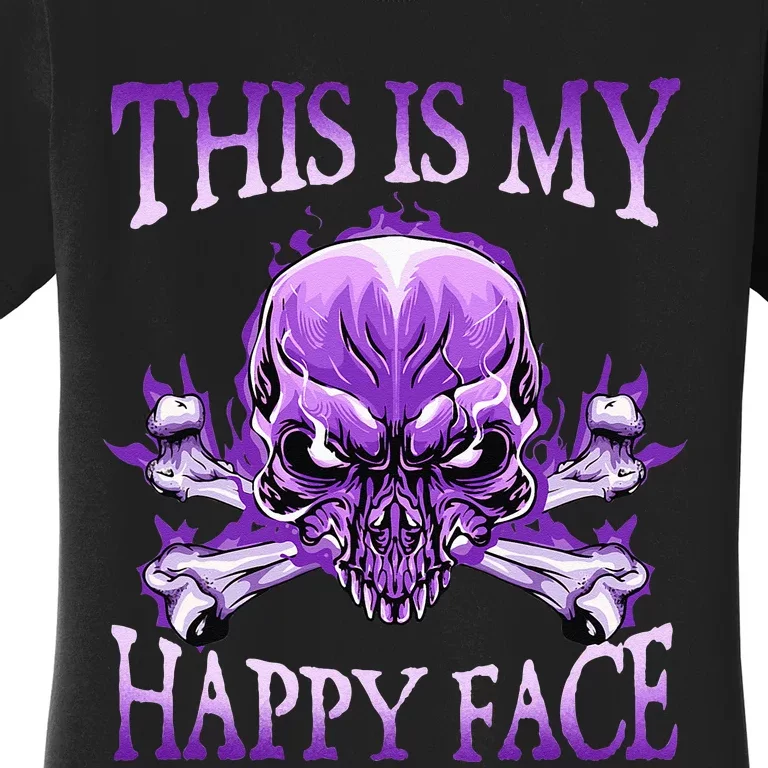 This Is My Happy Face Halloween Purple Skull Women's T-Shirt