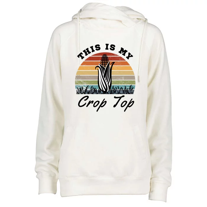 This Is My Crop Top Corn Farmer Farming Lovers Womens Funnel Neck Pullover Hood