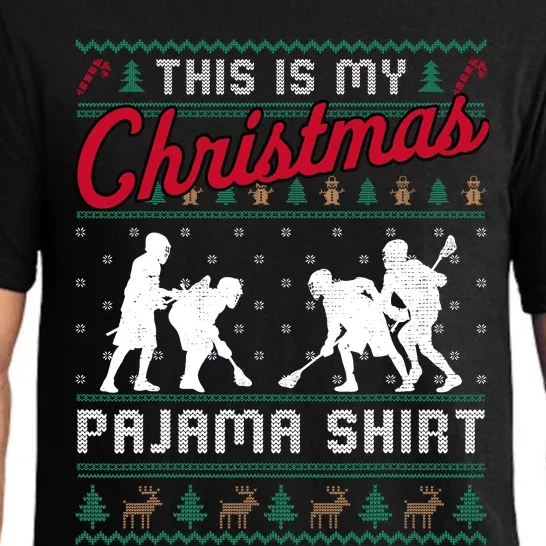 This Is My Christmas Pajama Lacrosse Ugly Sweater Funny Pajama Set