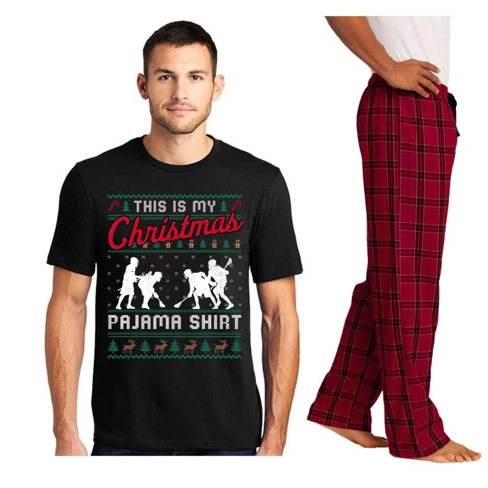 This Is My Christmas Pajama Lacrosse Ugly Sweater Funny Pajama Set