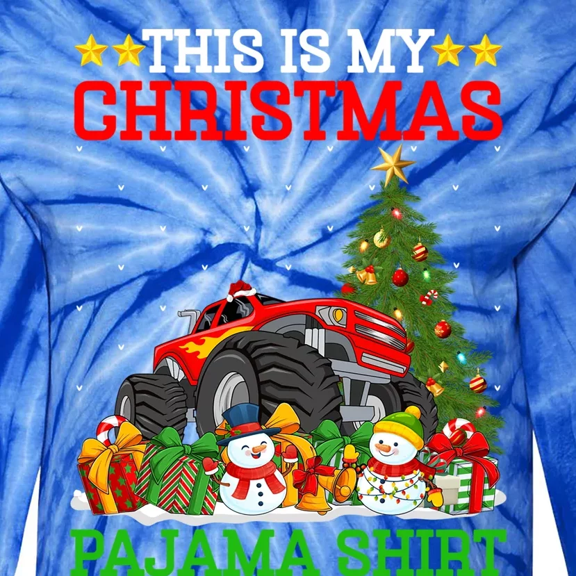 This Is My Christmas Tree Pajamas Monster Truck Christmas Gift Tie-Dye Long Sleeve Shirt